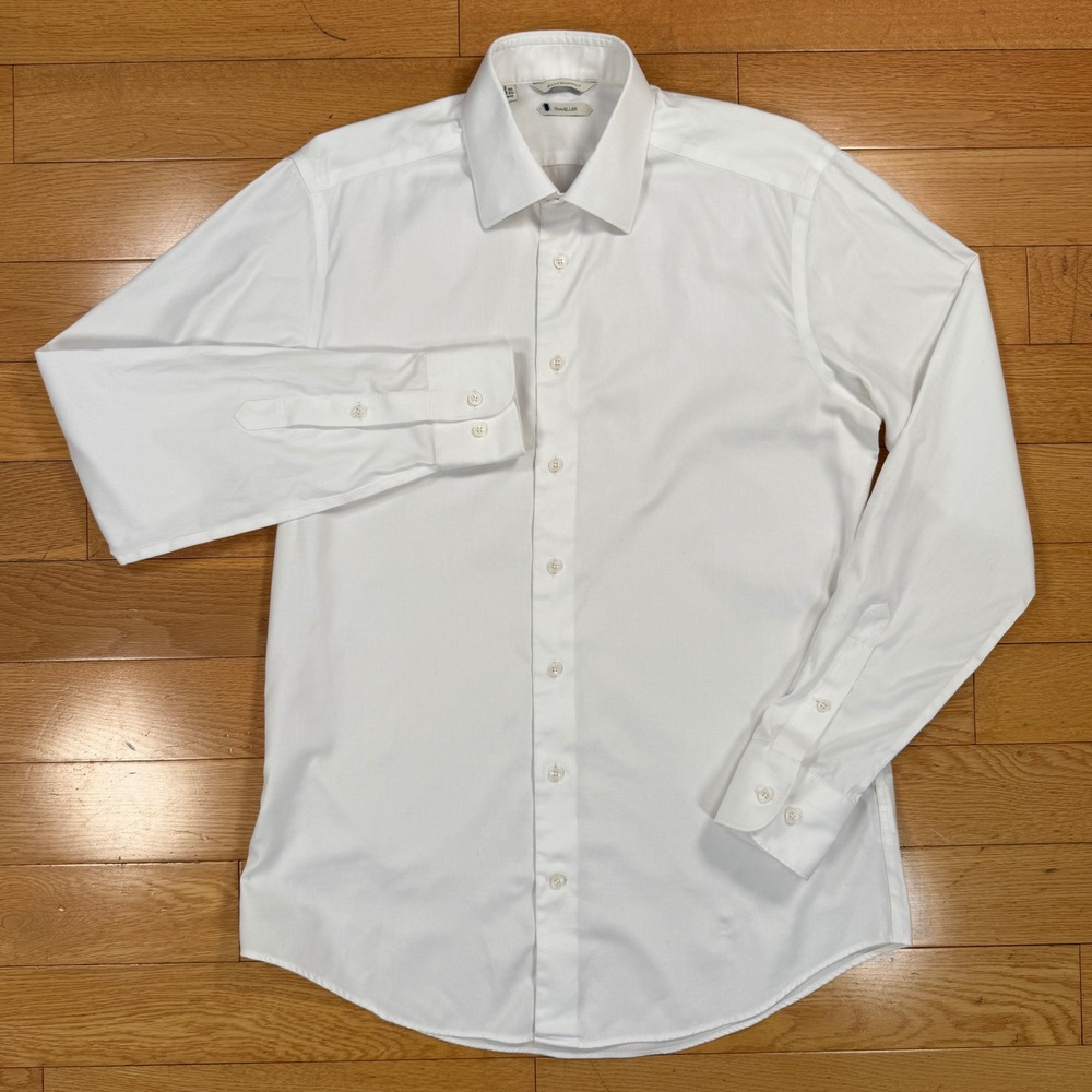 Suitsupply Traveller Shirt 15.75 / 40 White Cotton Slim Fit Dress Long Sleeve - Picture 2 of 9